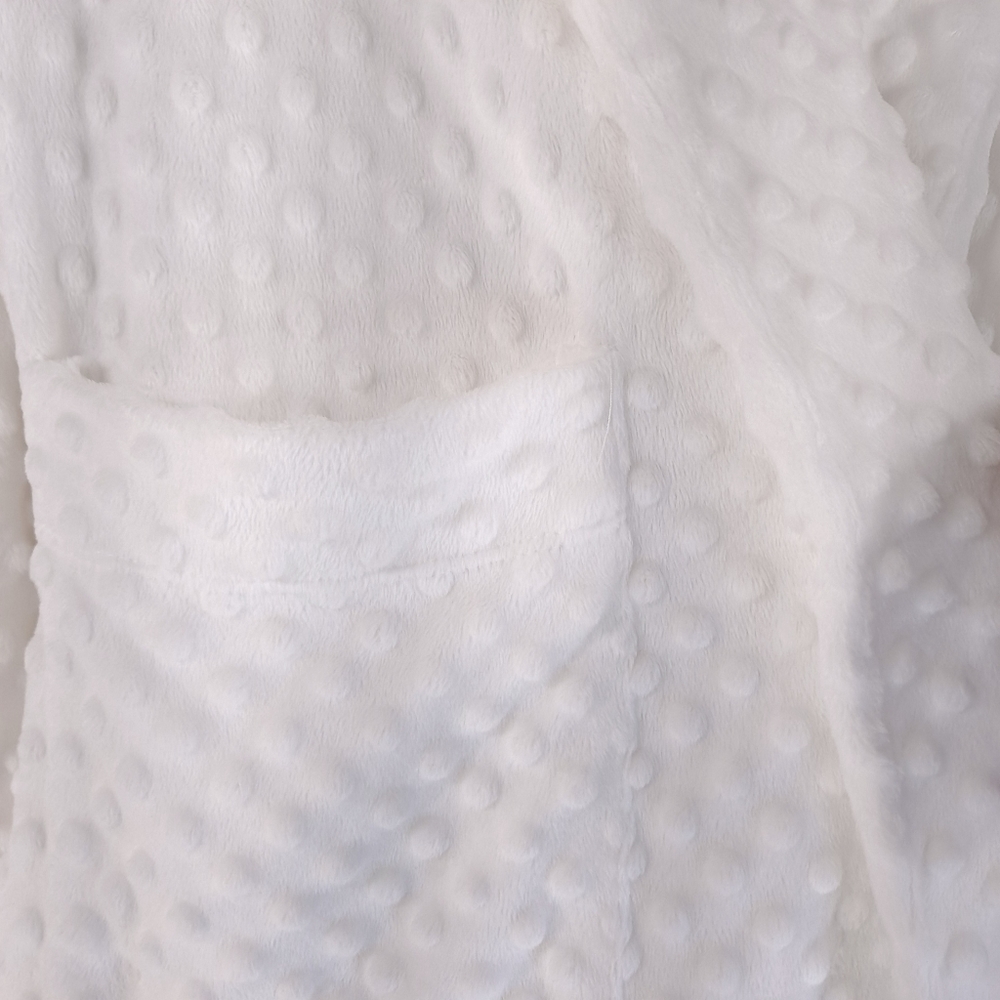 Soft Surroundings White Textured Robe Dots Pockets Stretch Bathrobe - Sz Small - Picture 4 of 9